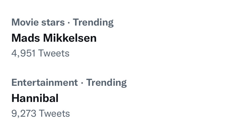 I just LOVE the way Mads Mikkelsen and Hannibal are trending right now

THE WORLD WANTS HANNIBAL S4