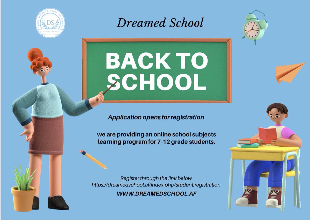Dreamed_School's tweet photo. مکتب رویایی مصداق گفته پیامبر اسلام «فراگیری علم بر هر زن و مرد مسلمان فرض است»  صنف های آموزشی مضامین مکتب را بصورت رایگان دایر می نماید که دروس از تاریخ دوازدهم نوامبر شروع میشود، برای ثبت نام خودتان یا یکی از اعضای خانواده تان در لینک ذیل ثبت نام نمائید
https://t.co/uxZyvB1cOo https://t.co/hO15tb2QcP