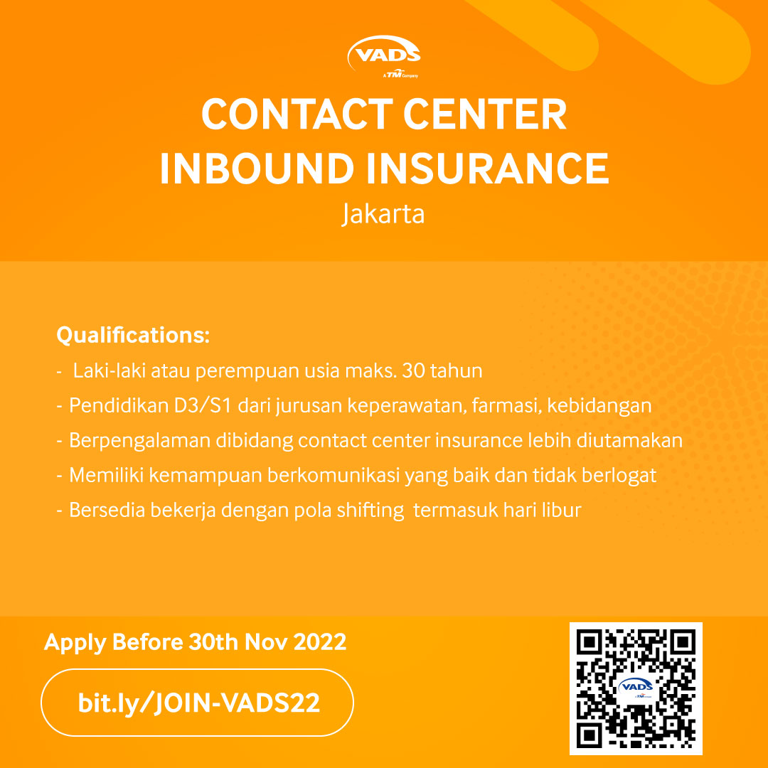 VADSID's tweet photo. 📢 Perhatian kepada Job Seekers! 

VADS Indonesia kini sedang membuka lowongan kerja untuk wilayah JABODETABEK, Pulau Jawa dan Luar Pulau Jawa. Bagi yang memenuhi persyaratan, segera submit lamaran ke form/email yang tertera sebelum tanggal 30 November 2022. 

(1/4) https://t.co/FkeA7h2rpT