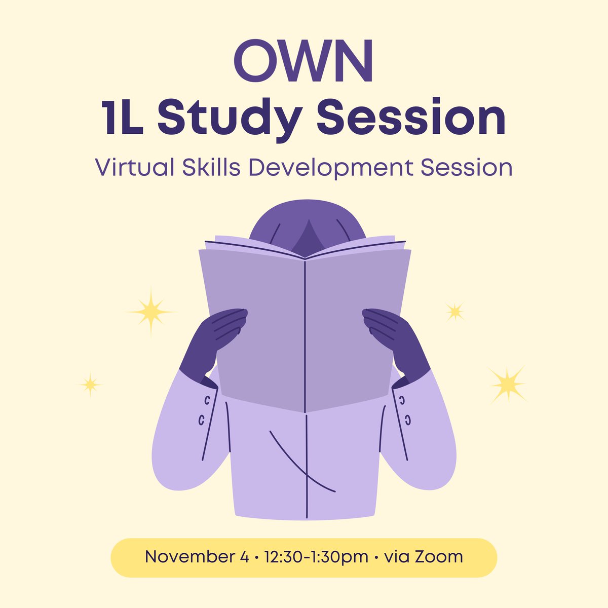 Attention all Osgoode 1Ls! Join OWN on Nov 4th from 12:30-1:30 pm for a virtual skills development info session helping you prepare for  midterms &amp; exams. 

Zoom registration link: yorku.zoom.us/meeting/regist…