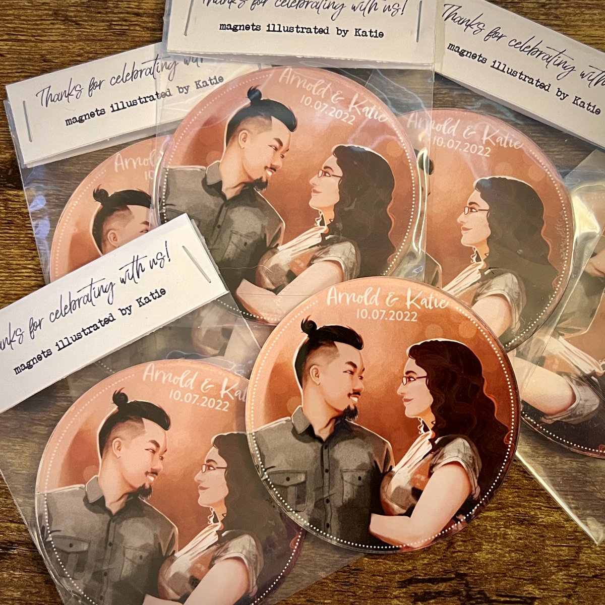 katiepox's tweet photo. This is the illustration I made for our magnet wedding favors. It was a lot of work to cut them all out, glue them on acrylic circles, and seal them to be waterproof, but it was worth it! 🥰
#art #illustration #coupleillustration #weddingfavors #drawing #painting #wedding #couple https://t.co/nC97C1cfgU