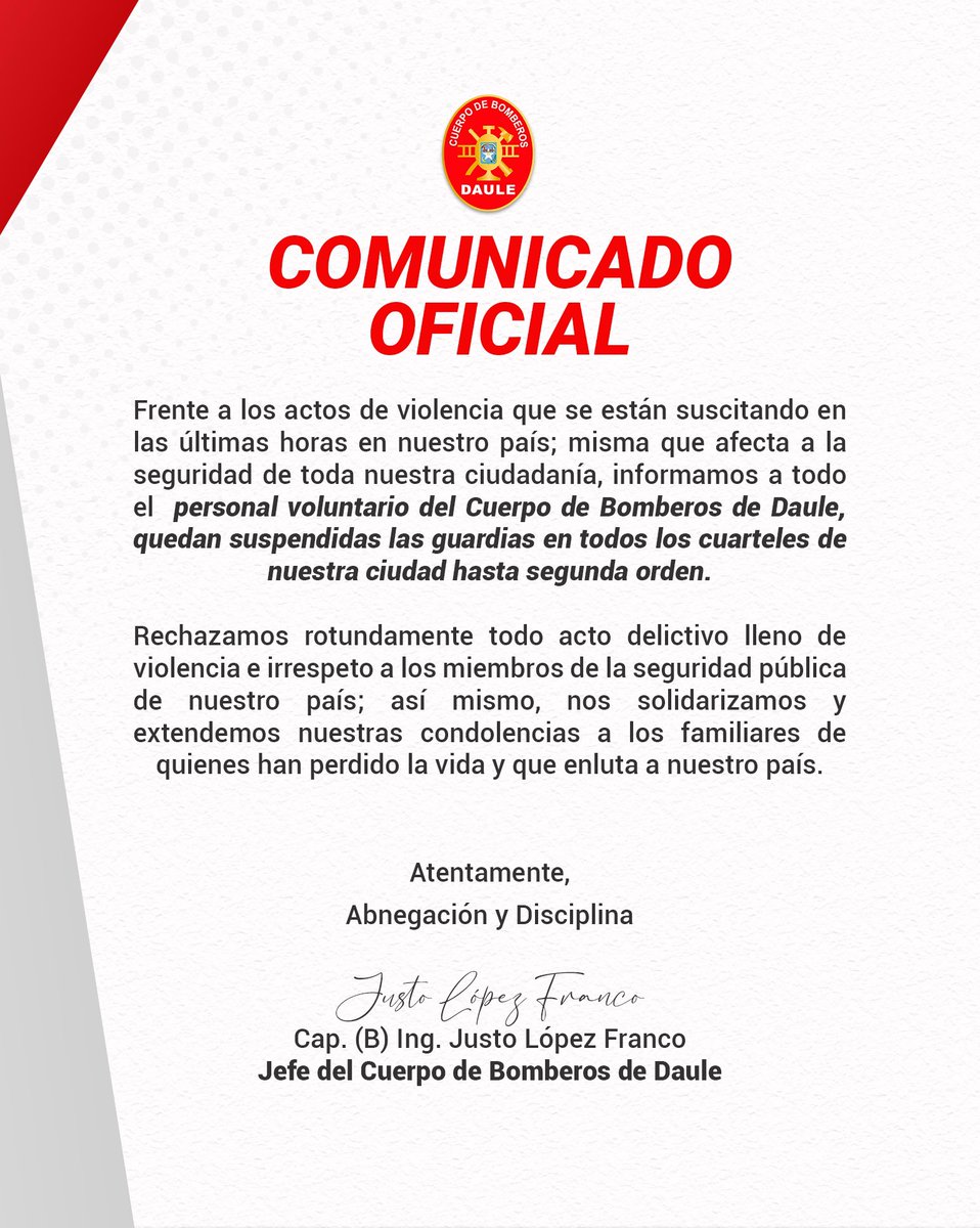 #COMUNICADO 

A nuestra ciudadanía informamos📣

#Ecuador #Daule