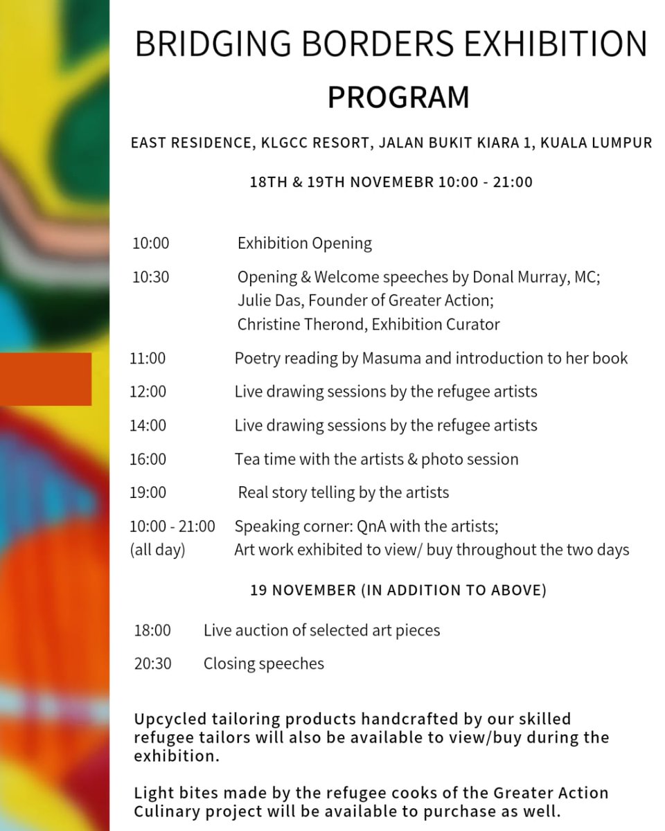 Come support these amazing refugee artists and listen to their stories as well 💚 

#artexhibit #klevent #KualaLumpur #Artists #Refugees