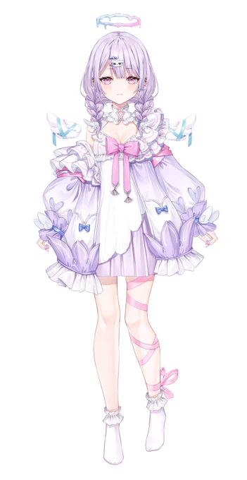 Vtuberの夢入レゆ(@ Reyu_q )さんのお姿を仕立てさせて頂きました。淡い紫な天使っ子です!どうぞよろしくお願いします 