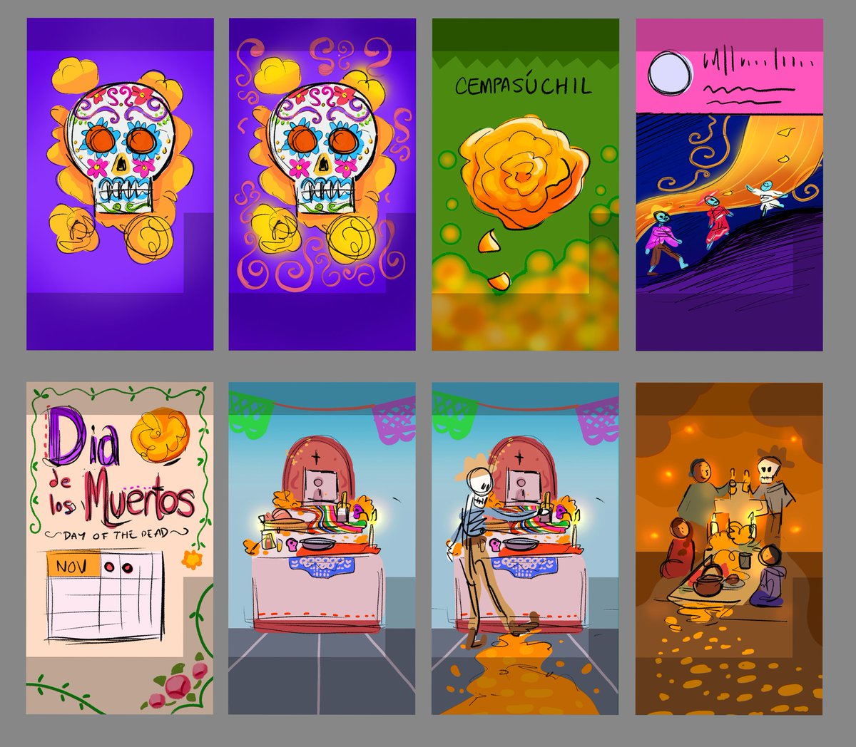 ¡Feliz Día de los Muertos!

I was lucky and able to do some design and consultation for npr's day of the dead IG video this year which was animated by the amazing @kazfantone !! 