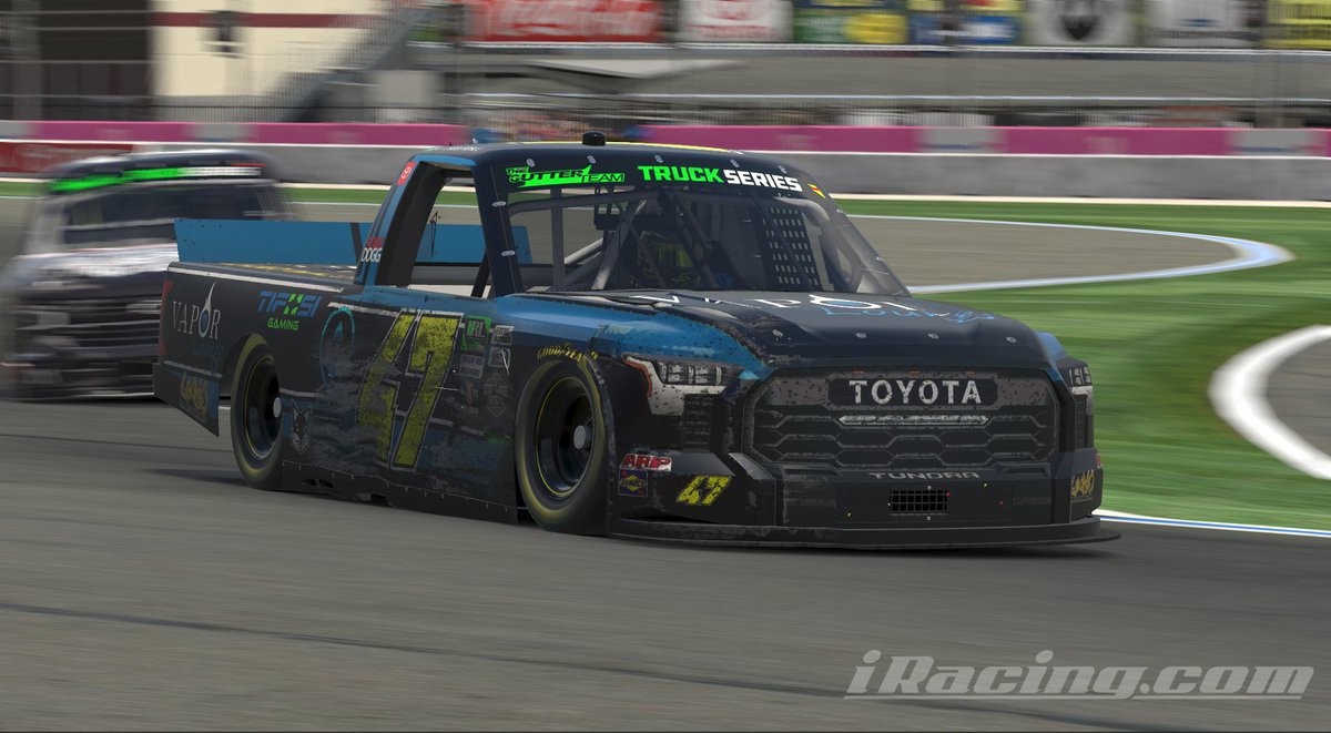 P20 At the Roval! Usually I try to find clean pictures of the truck, but felt that the damage tells the story better. Brutal race today, fought with the truck all day. Happy to get the <a href="/VaporLounge/">Vapor Lounge</a> Tundra into the top 20 for the <a href="/uKNO_CLAN/">uKNO FAMILY</a>! on to Atlanta!

#uKNO 
#uKNOmotorsports