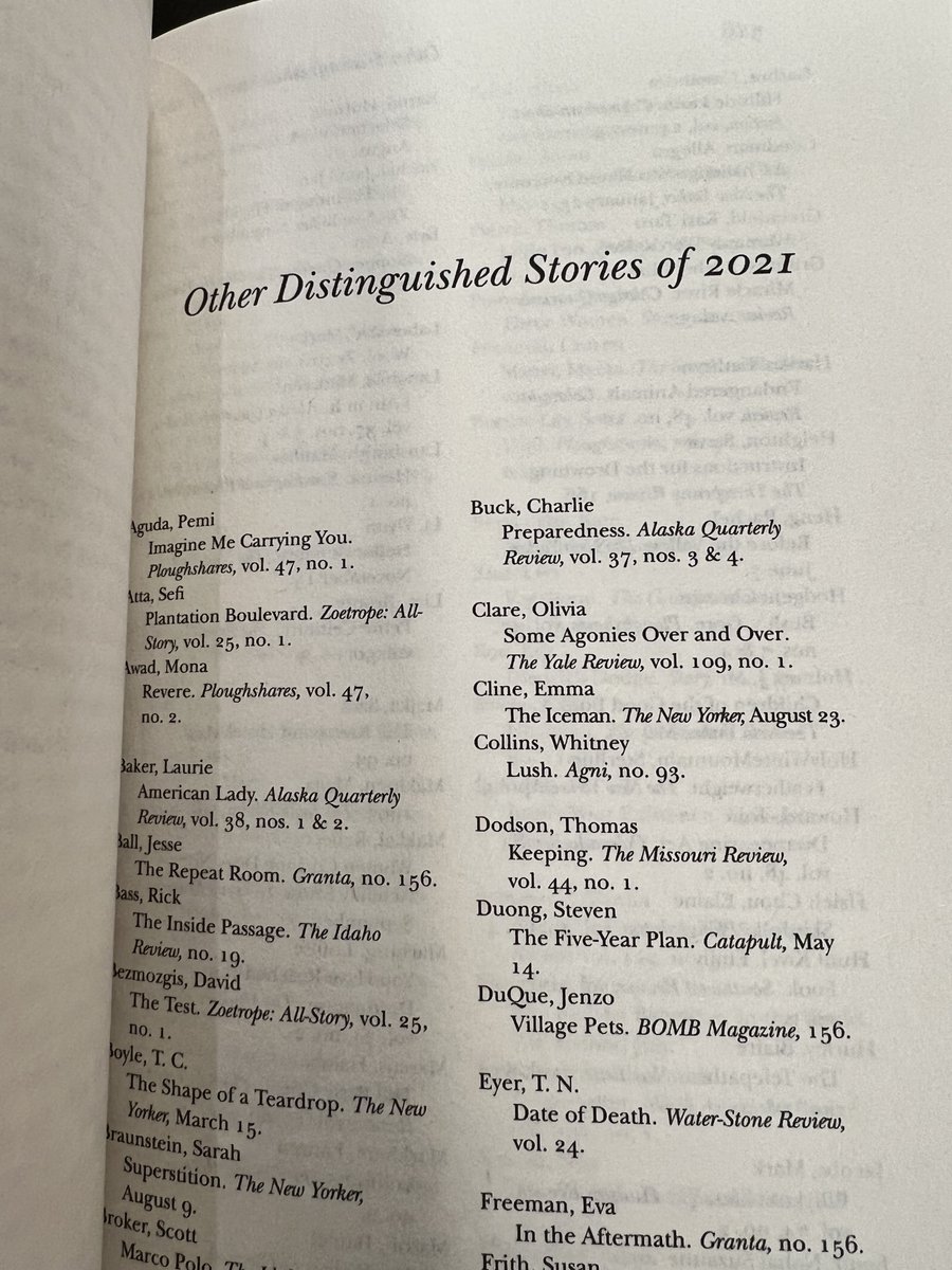 JZabalbeascoa's tweet photo. So great seeing Mary O'Donoghue's "Safety Advice for Staying Indoors" from @commonmag, @MrHWM's "Featherweight" from @NYerFiction, and Michael O'Brien's "Getting the Lead Out" from @Salamander_Mag receive some much deserved love in #BASS22's back pages. https://t.co/PdkbuylPz7