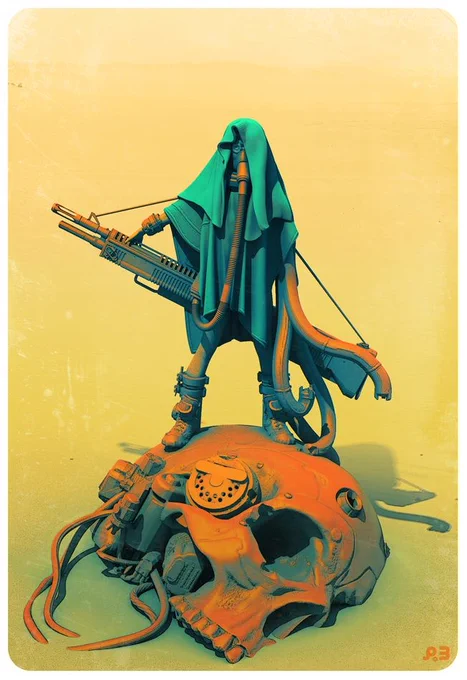 "Jaak the Giant Hunter"Continuing my Derelict planet tour, met this fellow hunter in a dusty valley, was kind enough to take the pose..#digitalart #worldbuilding #characterdesign 2014 