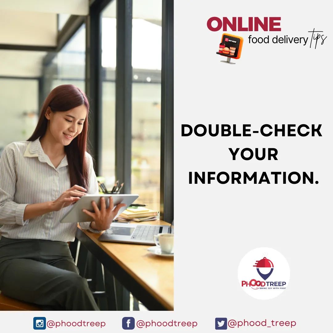 phood_treep's tweet photo. Make sure all of the information you provide to the delivery rider is accurate so that it isn't a headache for you both.
#PhoodTreep #Food #FoodDelivery #OnlineFoodDelivery #FoodApplication #Tips https://t.co/A8e0lSsvoC