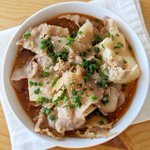 温かいうちにどうぞ!ほっこり「豚バラネギ豆腐」。
