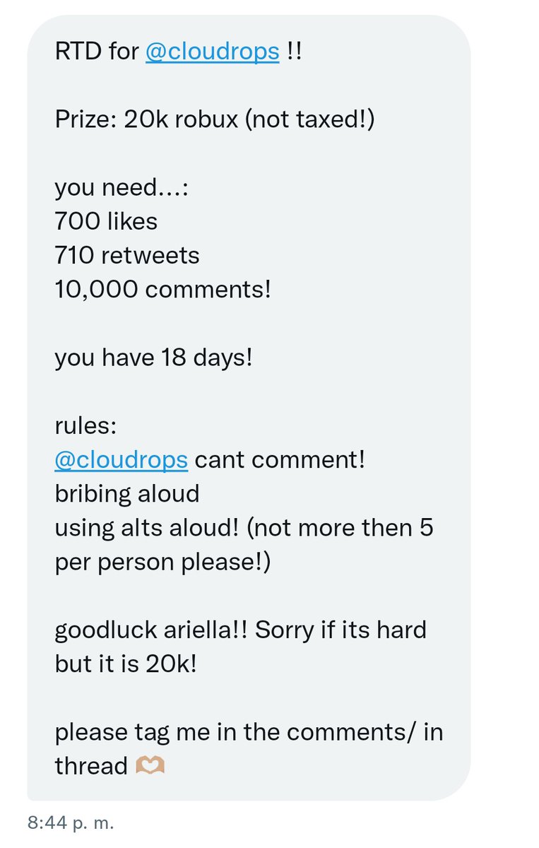hm so everyone who likes &amp; rts gets a follow ♡

one helper will win 1k-5k robux if i get it !! 

thank u so much if you help ! 🤍