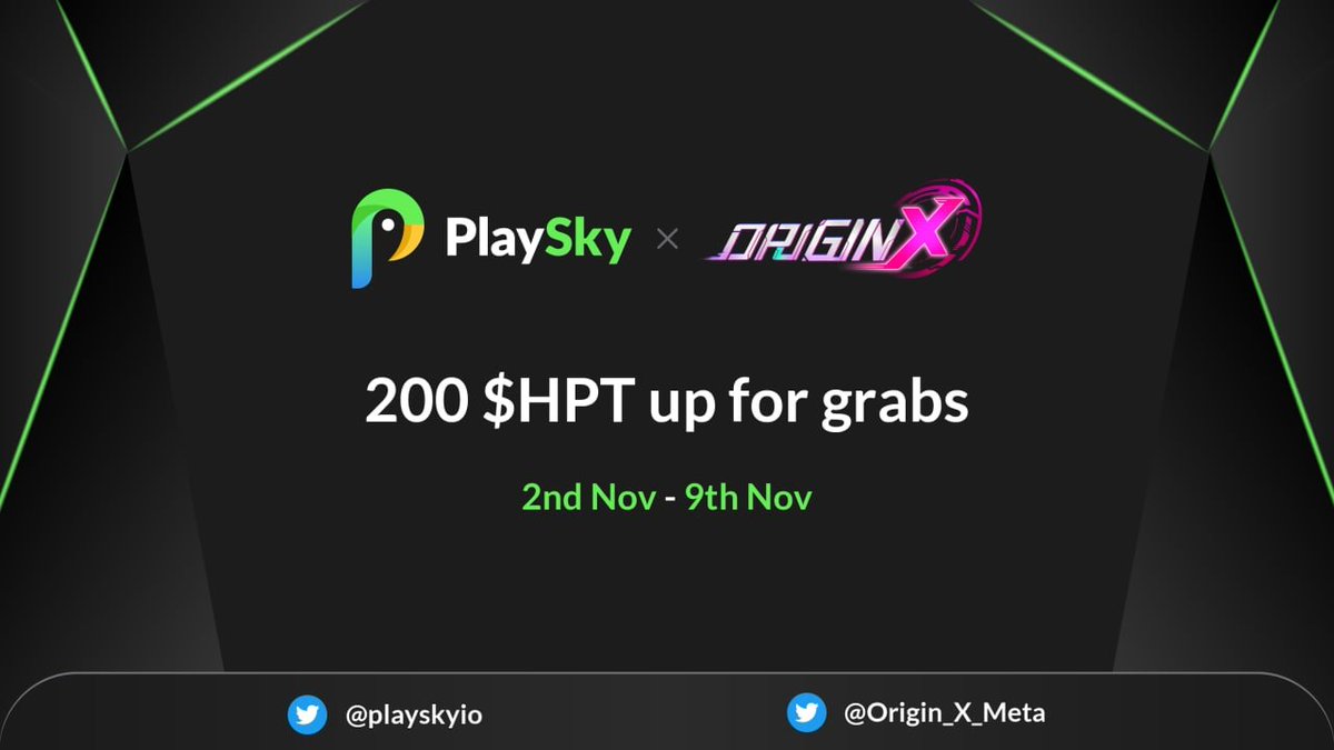 playskyio's tweet photo. Airdrop 200 $HPT to celebrate the partnership with #OrginX

To Join
🔹Retweet,❤️,Tag 3
🔹Follow @playskyio &amp; @Origin_X_Meta 
🔹Join https://t.co/M1PiI8VCob &amp; https://t.co/vaEdteUVXC
🔹Join https://t.co/i4tl8N3bG7
&amp;https://t.co/Qp4RegToFW
🔹Fill form - https://t.co/xEcgrcKxkP https://t.co/aLCIRMYI3J
