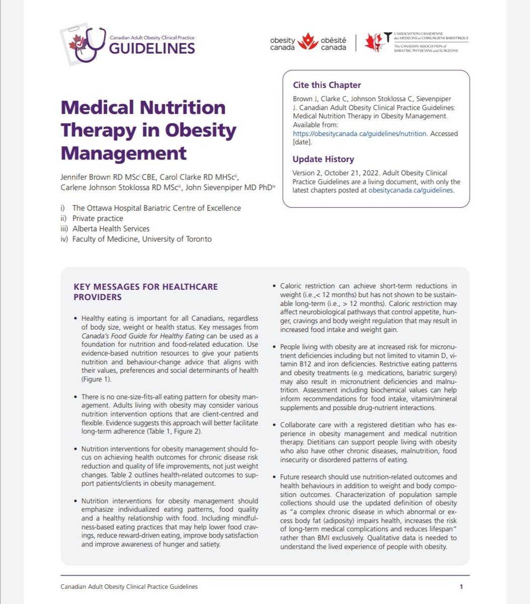 Actualización de las GPC 🇨🇦, tratamiento nutricional para el manejo de obesidad 2022.
Recién salida del horno.