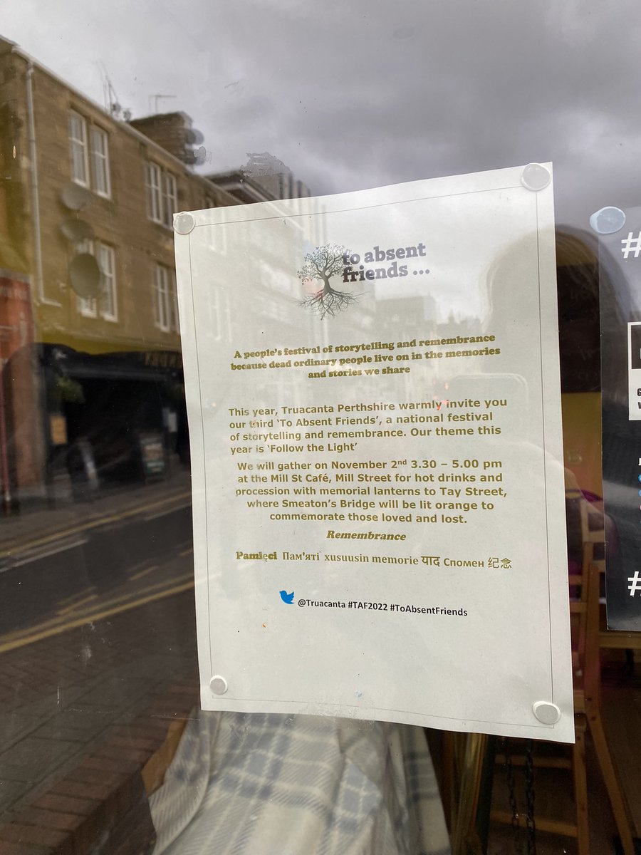 Head along to Mill Street Perth later today for a cuppa, cake and some reminiscence. #ToAbsentFriends #TAF2022 @2AbsentFriends @PerthandKinross @PKlearning @PerthshireMag @LighthousePerth @theneukperth @PerthCityCentre @JimCMackintosh @suz_eva @emmabest2000 @ThirdSectorPK