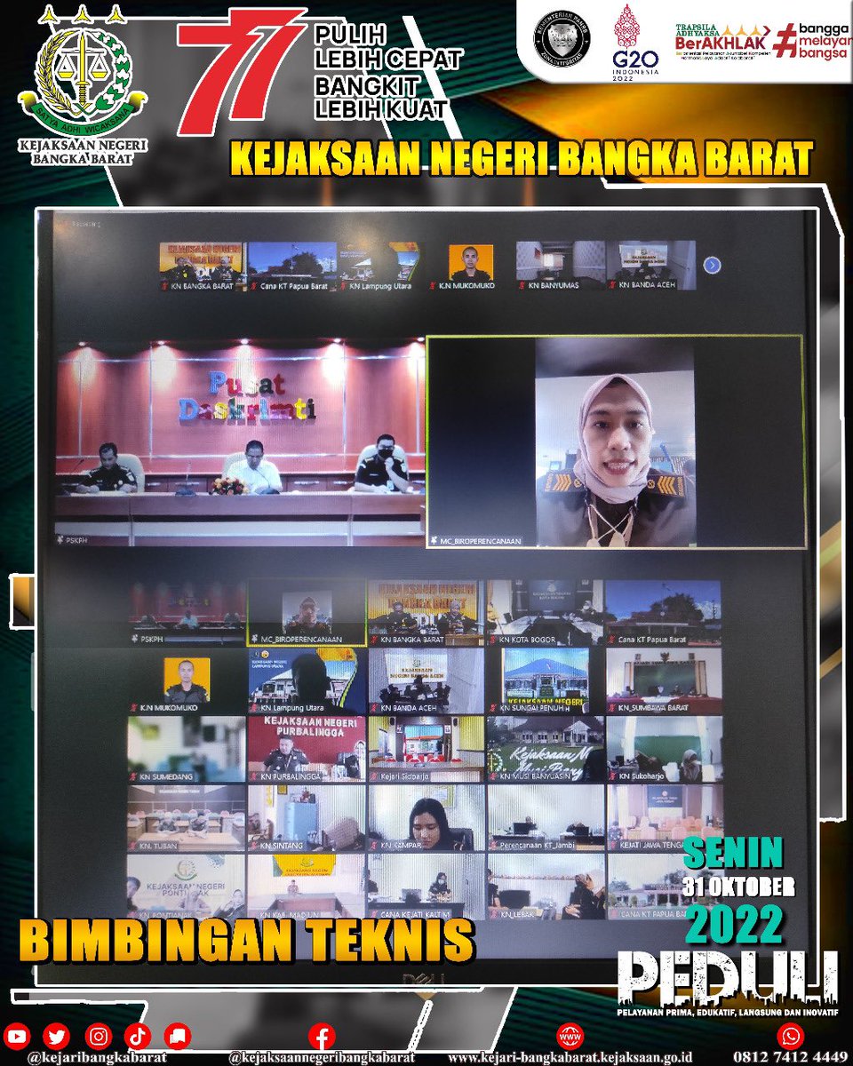 kejaribabar's tweet photo. Senin,31 Oktober 2022, Kepala Sub Bagian Pembinaan didampingi oleh pegawai mengikuti kegiatan bimbingan teknis penyusunan rencana laporan survey kepuasan masyarakat (SKM) secara virtual dari digital room Kejari Bangka Barat #KejaksaanRI https://t.co/te4pMwezl8