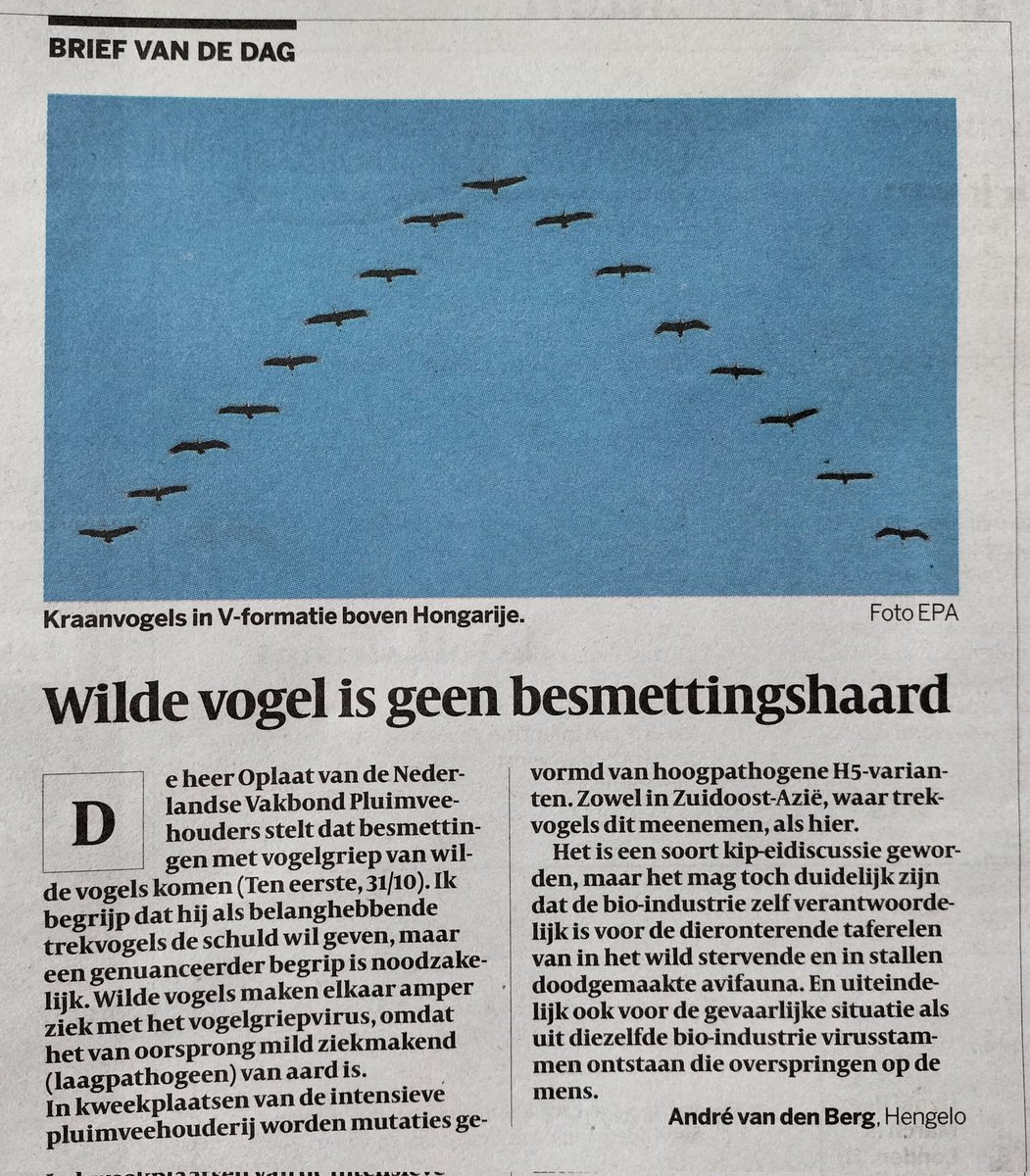Ingezonden brief, Volkskrant 2 november.
Dit mag breed gedeeld worden!