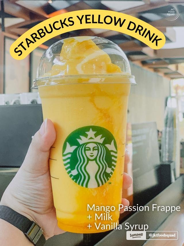 IndonesiaLemon8's tweet photo. Starbucks Yellow Drink ✨

Mango Passion Frappe + Milk + Vanilla Syrup 🫶🏻

#lemon8indonesia #Starbucks #starbuckssecretrecipe https://t.co/VfXy3JfN08