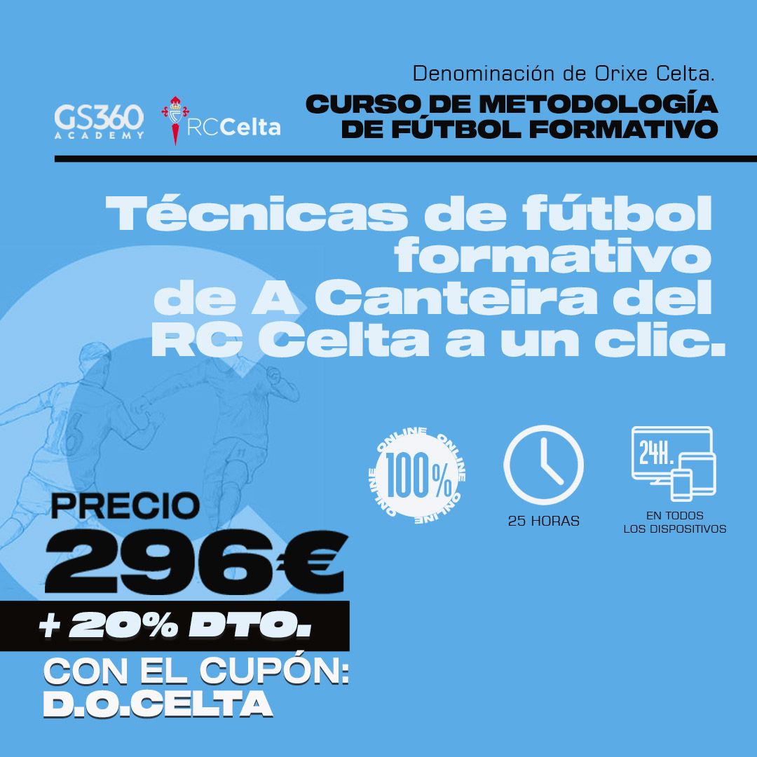 ¿Quieres formarte con la metodología de A Canteira del <a href="/RCCelta/">Celta</a>? ⚽️

Aprende los principios básicos de una de las canteras más exitosas de Europa y conoce cómo trabaja el departamento de fútbol formativo del club ✅

+ Info: bit.ly/3fmj7oR