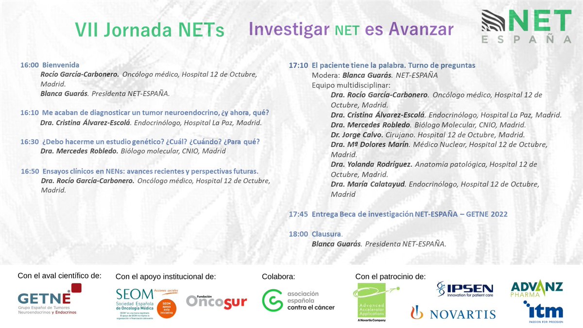 Netespana's tweet photo. 🗓️10 de noviembre
🦓DÍA MUNDIAL DE LOS TUMORES NEUROENDOCRINOS
Organizamos la VII Jornada NETs, un espacio educacional dirigido a pacientes y familias en el que junto a nuestros #expertosNET pondremos en valor la #experienciadelpaciente y la necesidad de más #investigación https://t.co/aIi58uJSp4