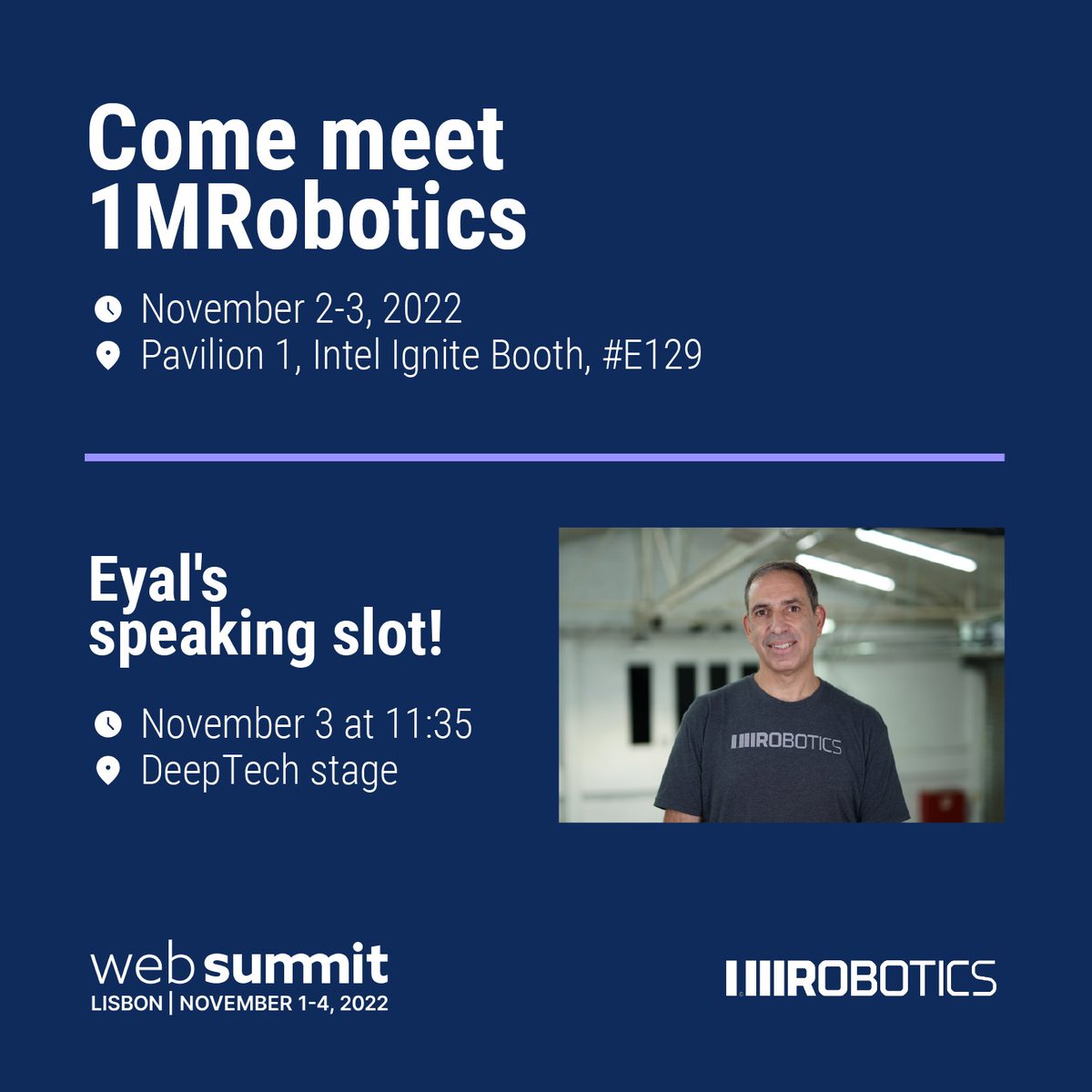 xpand_today's tweet photo. Exciting days 🤖🤩🦾
@IntelIgnite #websummit2022 #websummitlisbon
#1mrobotics #automateddarkstore #nanofulfillmentcenter https://t.co/obsH02i60o