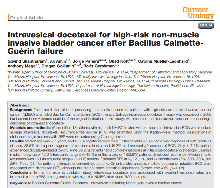 Current_Urology's tweet photo. #PopularArticle: Intravesical docetaxel for high-risk non-muscle invasive #bladdercancer after Bacillus Calmette-Guérin failure #UroSoMe More in:
https://t.co/DV5VCol5lw https://t.co/iytObVYO2e