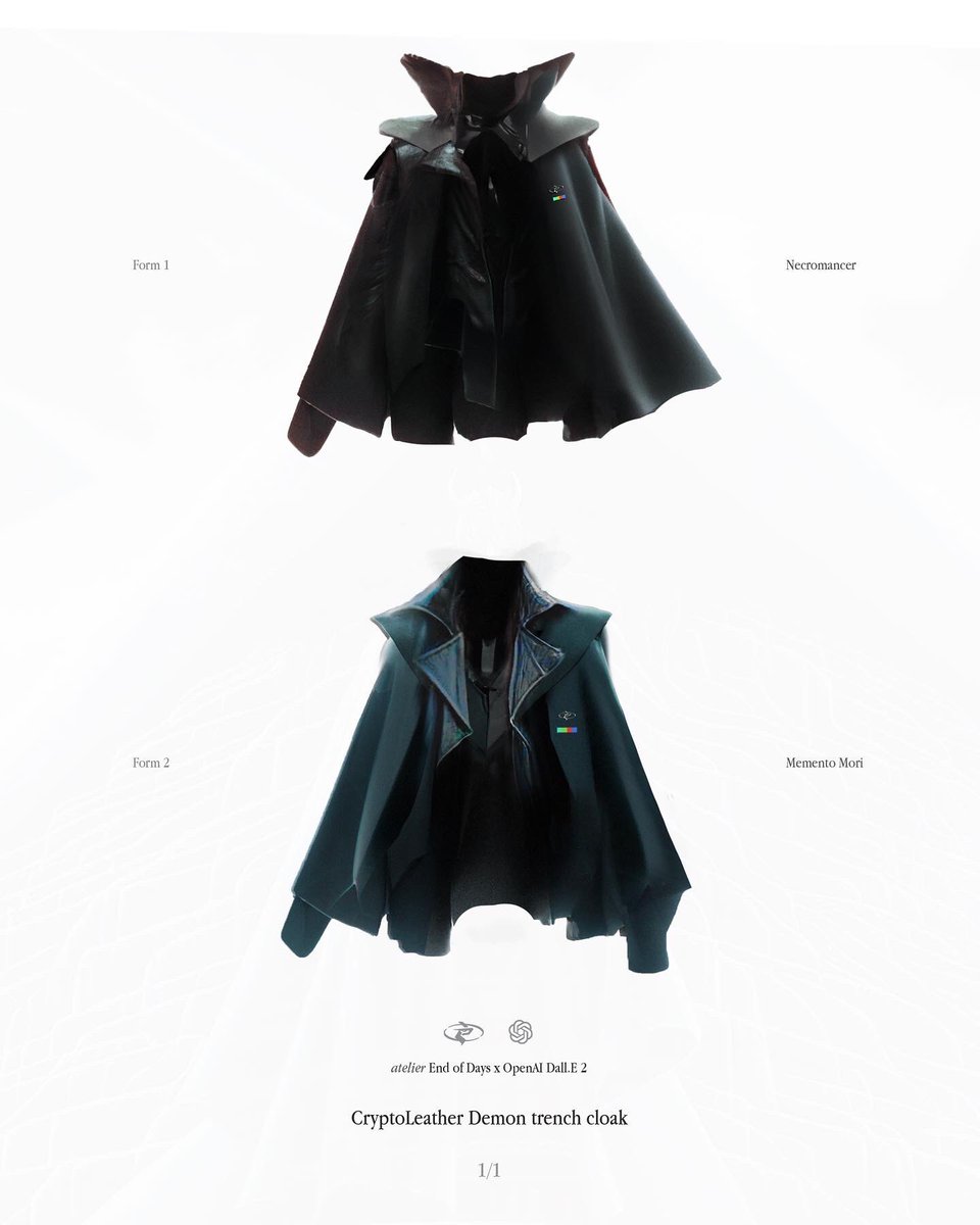 jishnuvwxyz's tweet photo. End of Days AW2099 ‘Crypto-Leather Demon Trench Cloak’

Created using @OpenAI DallE2 and @StabilityAI https://t.co/OSjGQVlna0