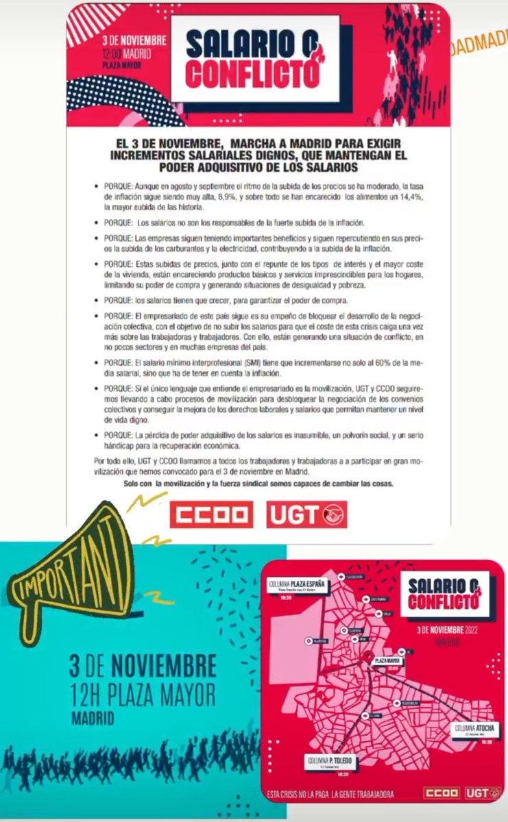 Ccoo_FH_ciempo's tweet photo. #SalarioOConflicto Esta crisis no la paga la gente trabajadora #3denoviembre #12h #plazamayor
#ccoolucha @Ccoobenitomenn1 @sanitarioccoo @zupo21 https://t.co/8VHtR9YD2O
