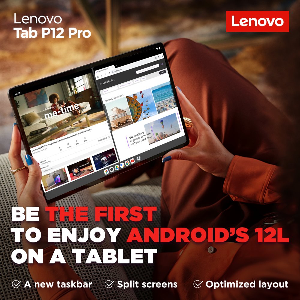 Lenovo_in's tweet photo. Lenovo Tab P12 Pro, a tablet powered by Android’s 12L for the first time.
A new multitasking experience that lets you get more done.

https://t.co/cOl58uqIH8

#Lenovo #LenovoTablets #Tablets #Android12L https://t.co/BfC6R1zLN0