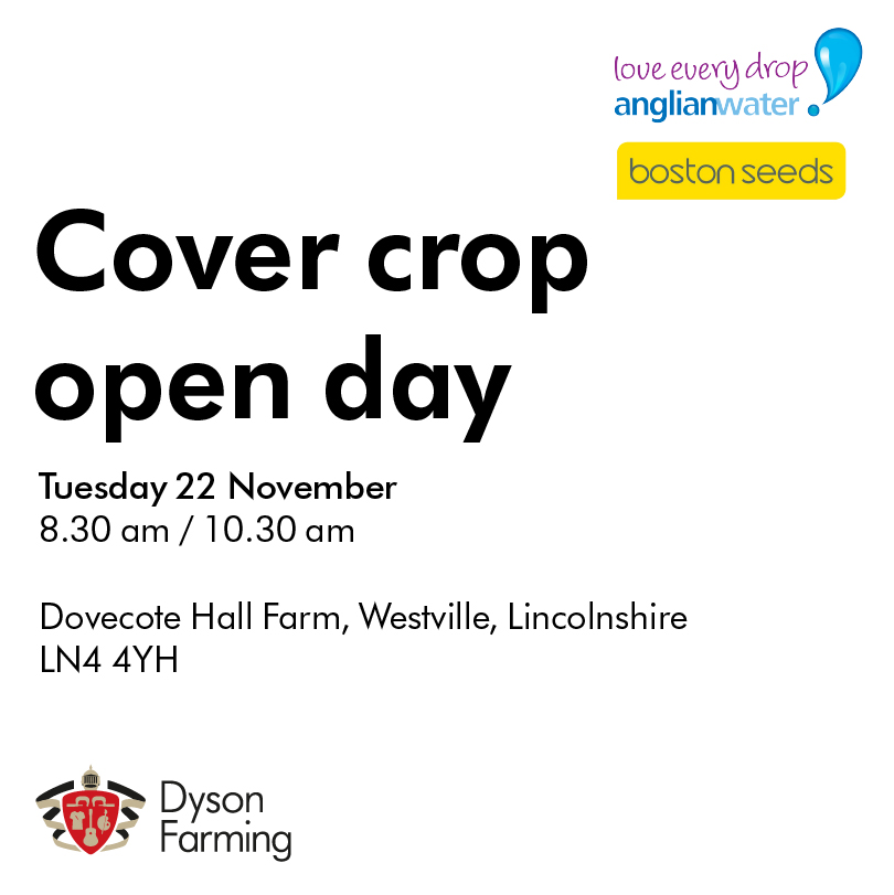 DysonFarming's tweet photo. We’re working with @AnglianWater and @BostonSeeds to trial a range of cover crops on our farms. Join us for our cover crop open day on 22 November.

More info and book your places here:
https://t.co/Qxi979l7Cg

📍 | Dovecote Hall Farm, LN4 4YH

#dysonfarming #covercrops #trials https://t.co/FQrJpAPg6u