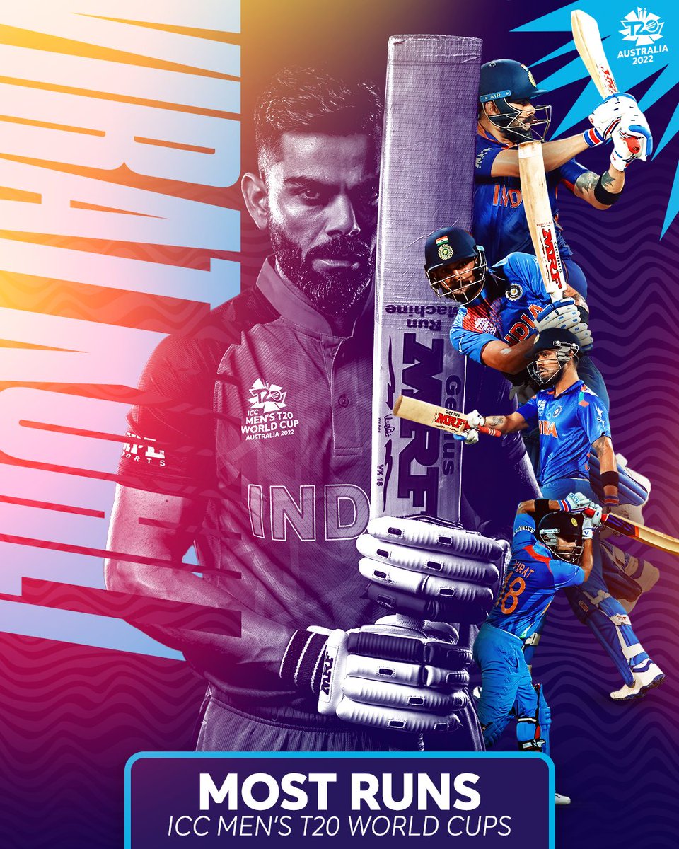ICC's tweet photo. MILESTONE ALERT 🚨

Virat Kohli becomes the leading run-scorer in ICC Men's #T20WorldCup history, overtaking Mahela Jayawardena 🌟

#INDvBAN https://t.co/pycC3qrfiW