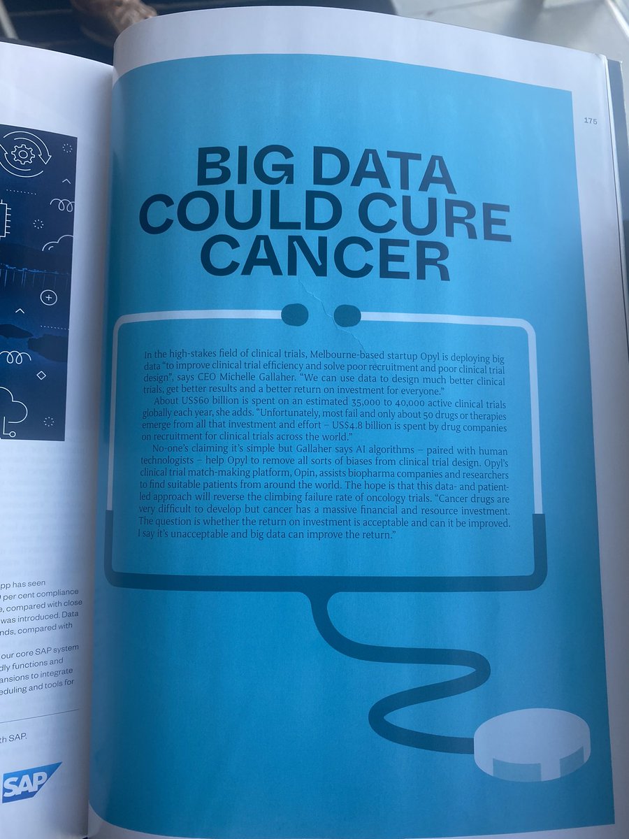 StartupShelley's tweet photo. The moment you discover yourself quoted in @Qantas magazine 🥂🥂 and yes, AI and big data will play a huge role in cancer therapies @OpylAI @Opin_Health $OPL https://t.co/S56W08uubB