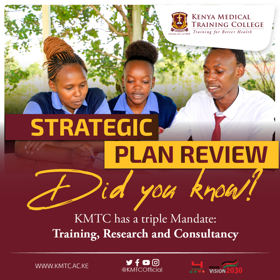 Our Strategic Plan 2018-2023 (available here kmtc.ac.ke/.../06/KMTC-St…) is up for review. Over the next couple of days, we’ll be inviting your participation in the process. #GoingtoKMTC #ForeverKMTC #WeareKMTC #KMTCGraduation