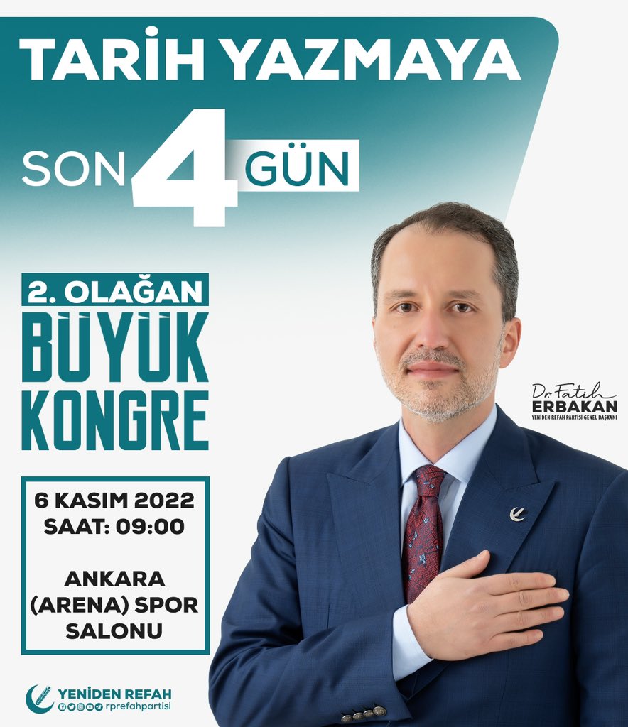rprefahpartisi's tweet photo. Tarih Yazmaya Son 4 Gün! 

Aziz milletimizi bu tarihi güne şahit olmaya davet ediyoruz. https://t.co/pa7bUezIyo