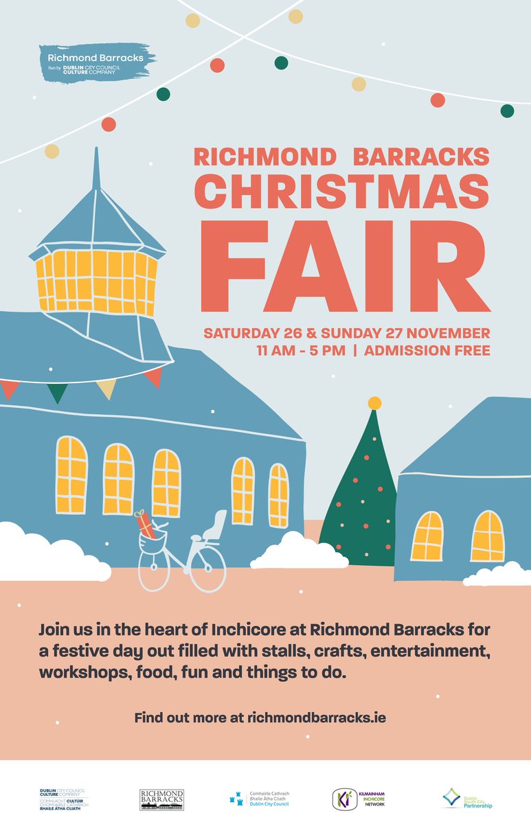 This week we'll be sharing which makers, creators, artists, crafters, designers, gifters, illustrators and other festive folk will be joining us for our Christmas Fair in Inchicore on November 26 and 27. Created with @K_I_Network @DSCPartnership @DubCityCouncil #Dublin #d8d10d12