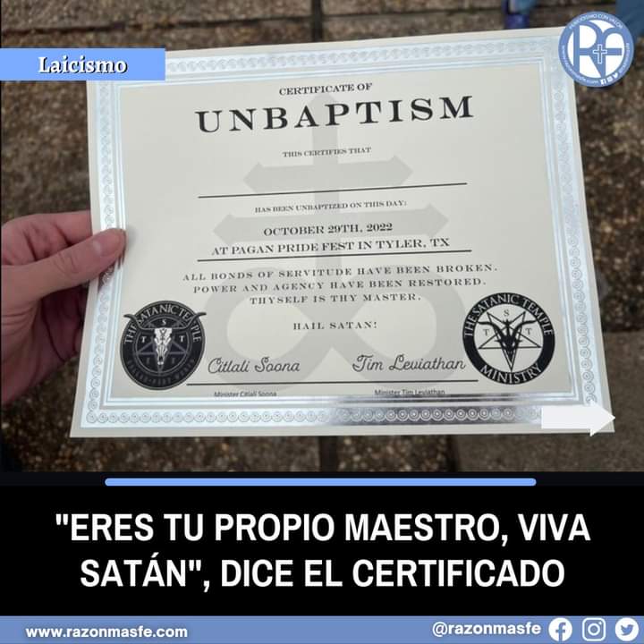 davidnesher's tweet image. 🙄 Certificado de &quot;desbautizado&quot; ofrecido por el #TemploSatánico de #Tyler, Texas (EE.UU.)
#unbaptism