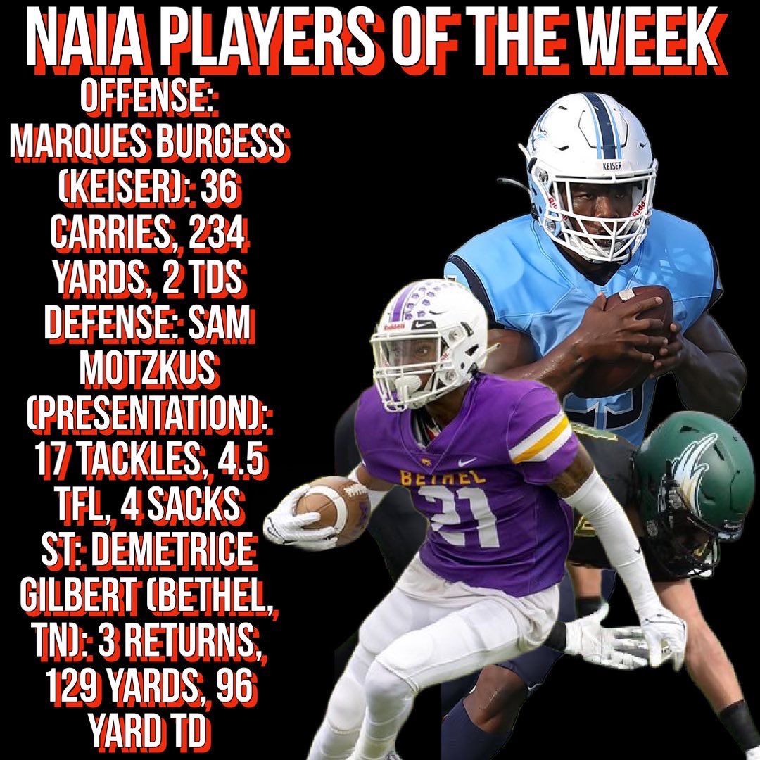 thecfbnetwork's tweet photo. Here are this week’s CFBNETWORK D-2, D-3, and NAIA Players of the Week https://t.co/sdb7w81FVW
