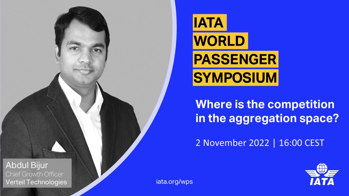 VerteilNDC's tweet photo. The modernisation of distribution and payment capabilities has triggered opportunities for new entrants and our Chief Growth Officer Abdul Bijur V A will be articulating his views on the same at @IATA WPS event today. 

Catch him at 16:00 CEST.

#NDC #Airlines #iatawps #iata #wps https://t.co/jjibNze95h