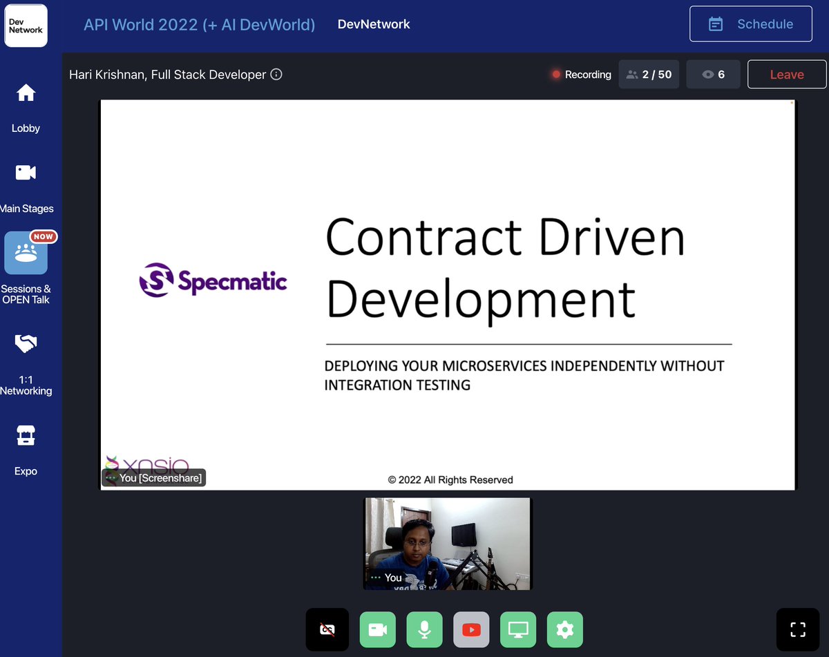 HariKrishnan83's tweet image. It was great presenting both in-person and virtually at API World 2022 (apiworld.co). Thank you for the opportunity @DevNetwork. Thanks to Haley Rommel and the entire team for putting this conference together. #APIWorld2022 #Specmatic