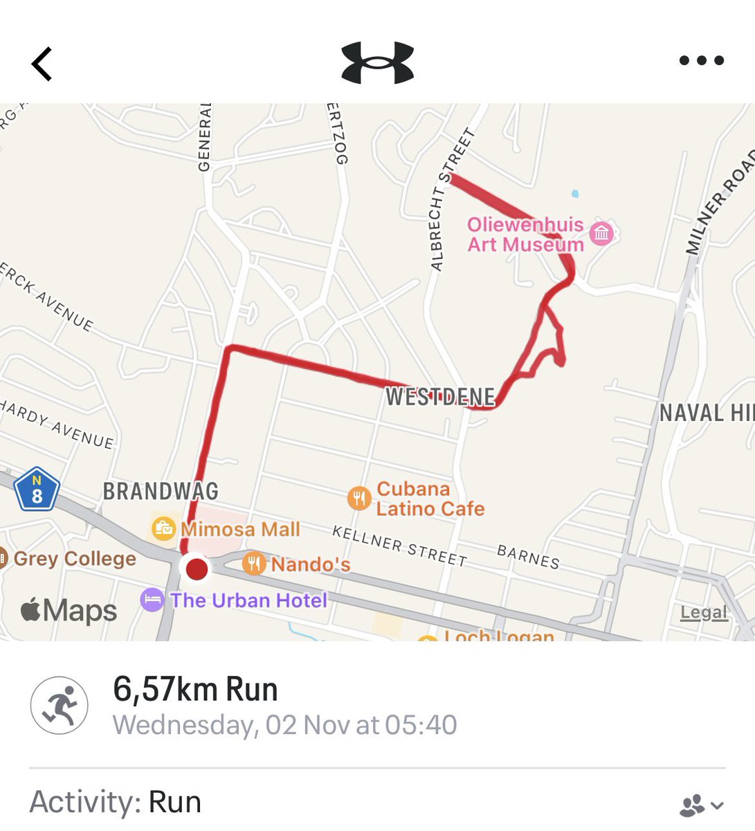 Grippa77's tweet image. 6k dash #Bloemfontein #run #trails with #MapMyRun #Earthathon #Runfree