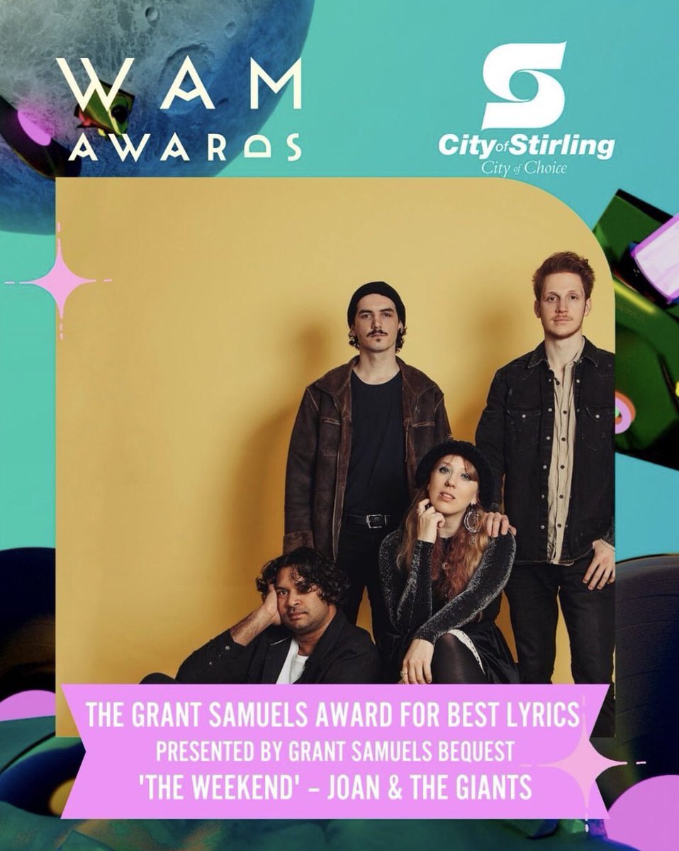 joanandgiants's tweet photo. Can’t believe we won the WA Music Award for ‘Best Lyrics’ for our track ‘The Weekend’ - thank you so much, this is our first music award, and what an honour. Thank you ❤️❤️❤️ https://t.co/hdw1rssN6c