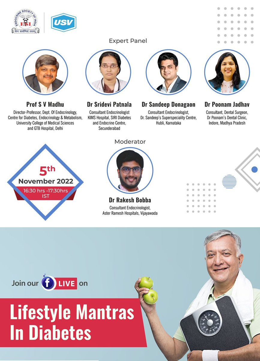 Endocrine Society of India (@indiaesi) on Twitter photo Join us
Nov 5 Saturday
16:30hrs
#diabetesawarenessmonth #MedEd #Endotwitter
#lifestyle #November2022 #PreventionIsBetterThanCure
#glucocrinology #hormonehealth
Link: fb.me/e/5VW31uaO0
<a href="/sahayrk/">Rakesh Sahay</a> <a href="/hariendo/">KVS Hari Kumar</a> <a href="/IntDiabetesFed/">Int. Diabetes Fed.</a> <a href="/isendo/">ISE</a>
<a href="/SanjayKalraDr1/">Dr Sanjay Kalra</a> <a href="/AskDrShashank/">Dr. Shashank Joshi</a>
<a href="/TheAACE/">AACE</a> Join us
Nov 5 Saturday
16:30hrs
#diabetesawarenessmonth #MedEd #Endotwitter
#lifestyle #November2022 #PreventionIsBetterThanCure
#glucocrinology #hormonehealth
Link: fb.me/e/5VW31uaO0
<a href="/sahayrk/">Rakesh Sahay</a> <a href="/hariendo/">KVS Hari Kumar</a> <a href="/IntDiabetesFed/">Int. Diabetes Fed.</a> <a href="/isendo/">ISE</a>
<a href="/SanjayKalraDr1/">Dr Sanjay Kalra</a> <a href="/AskDrShashank/">Dr. Shashank Joshi</a>
<a href="/TheAACE/">AACE</a>