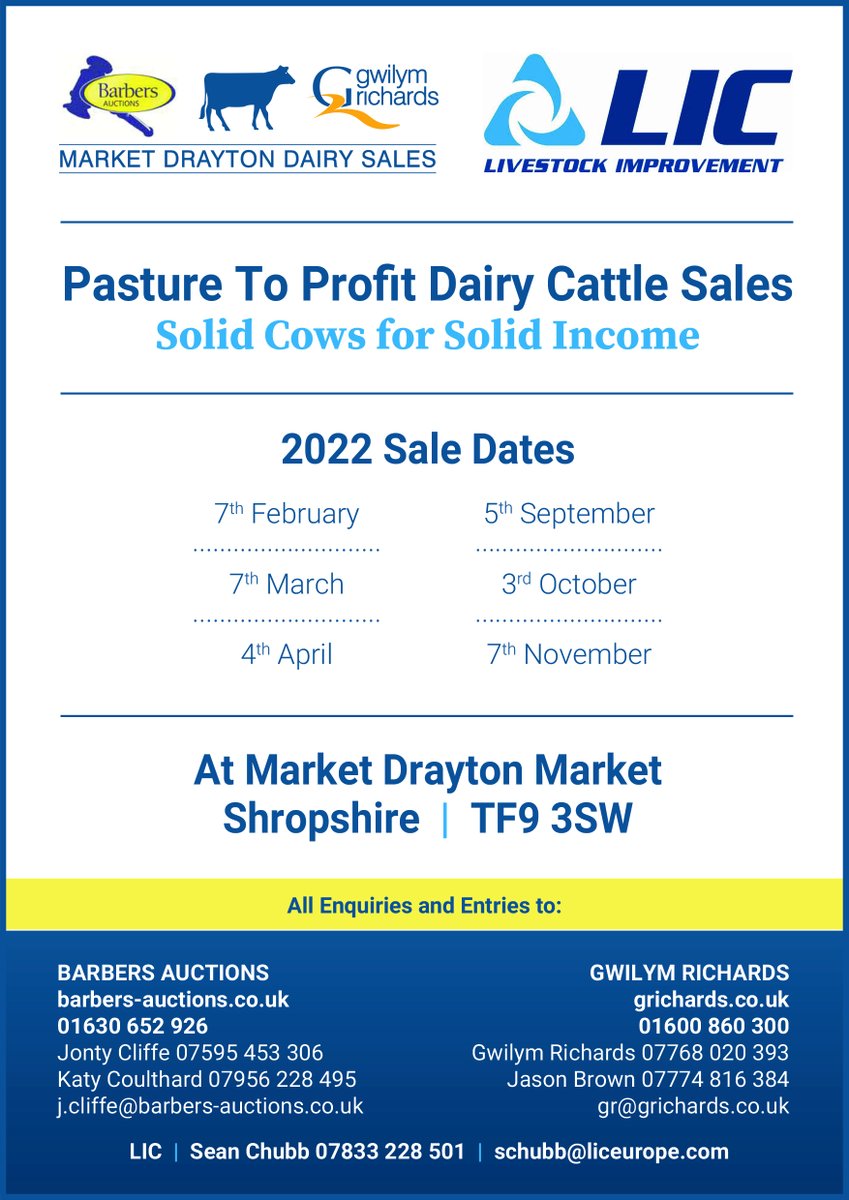 Enter your cattle into the special grazing cow market at Market Drayton on November 7.  Get in touch with Gwilym Richards on gr@grichards.co.uk to make sure you book your cattle into this innovative event.