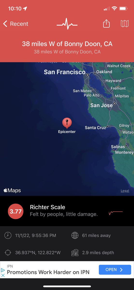 trincia's tweet photo. Wow, this 6.0 #earthquake seems to have caused this 3.77 earthquake closer to shore https://t.co/LnBzIFGh4M
