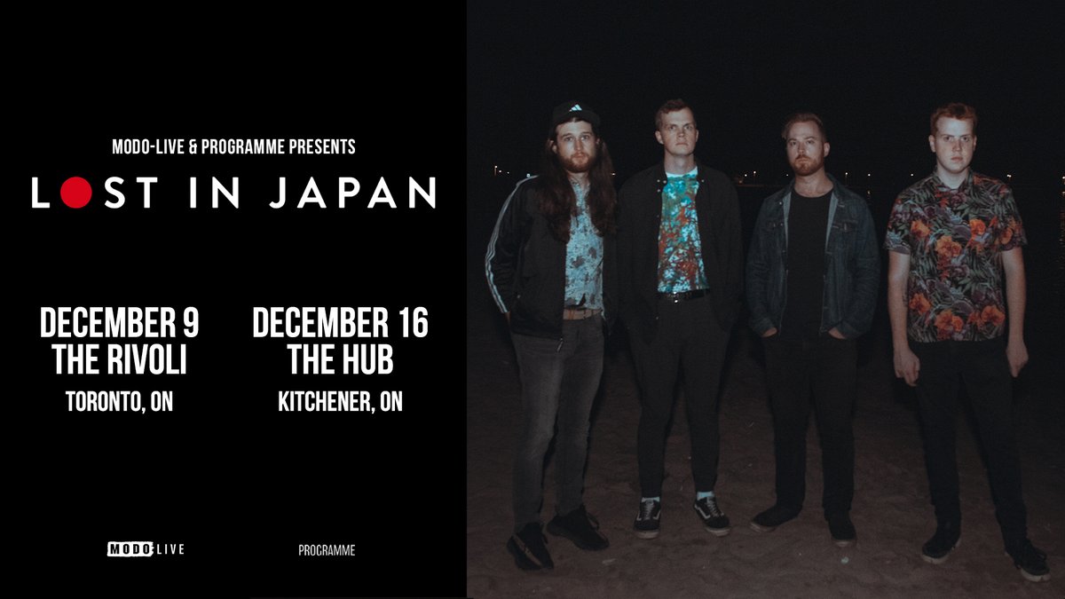 modo_live's tweet photo. #JUSTANNOUNCED @LostInJapanBand is coming to Toronto &amp; Kitchener! 💥 Tickets are on-sale now: https://t.co/K5GBnw3NdC 🎫
Dec 9 - Toronto @RivoliToronto 
Dec 16 - Kitchener at The Hub w/ @RoomforBand &amp; @coywolvesband
#LostInJapanBand #Concert #Toronto #YYZ #Kitchener #DTKitchener https://t.co/LR9VkfnAhn