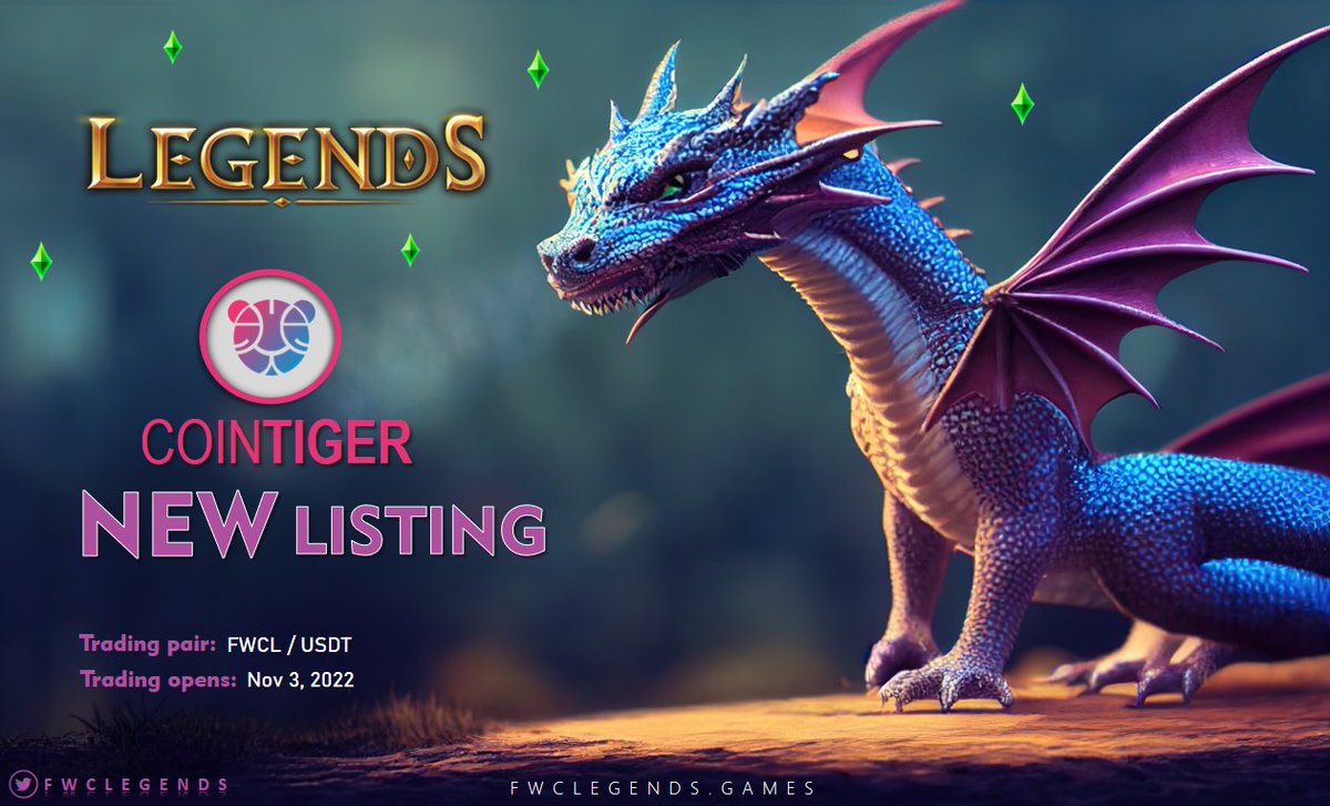 FWCOMMUNITY_Q2T's tweet photo. #NFT
#Game

🎉🎆🎃🎉🎆🎃🎉🎆🎃

$FWCL will be listed on @CoinTigerEX

🌌 LEGEND IS HERE ...

⚜️⌛️ Trading opens: Nov 3, 2022
👑💰 Trading pair: FWCL/USDT

🏦Contract address: 
0x83adb07bb91ddde95a24982f1b2d343963ba3995

#NFTGaming 
#cryptocurrency https://t.co/en1tg7sNcy