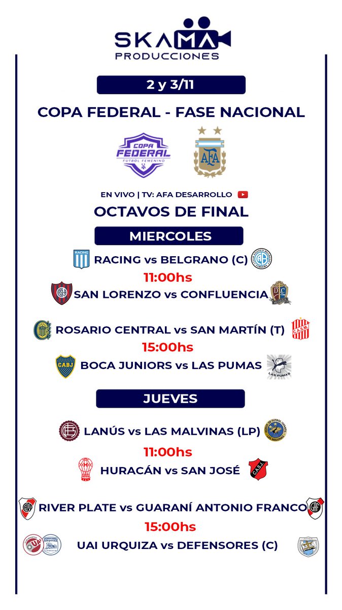 matagonzalez86's tweet photo. ⚽️Todos los partidos de la #CopaFederal de #fútbolfemenino 2022 los vivís en el canal de #AFADesarrollo de la mano de #Skama🏆 https://t.co/nmLcZlVjtU