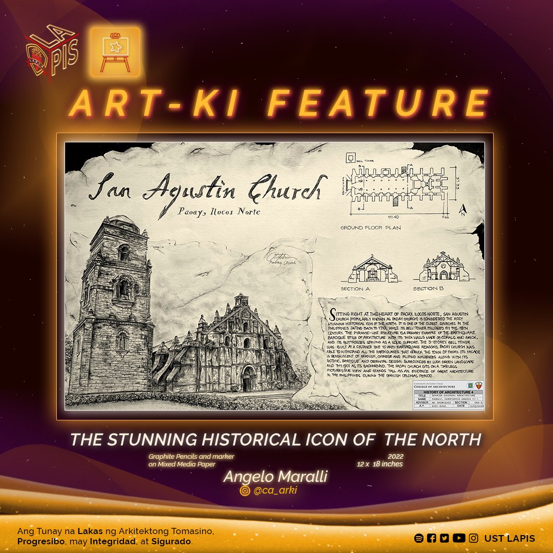 USTLAPIS's tweet photo. ✨The stunning historical icon of the north✨ is none other than the San Agustin Church in Ilocos Norte!
Say hello to Angelo Maralli's artwork! Made with graphite pencils and marker, he sure made this WERK! 🥵⛪
#1nnovate2Empower #VisualizeOptimizeInitialize https://t.co/O7l9lBtzui