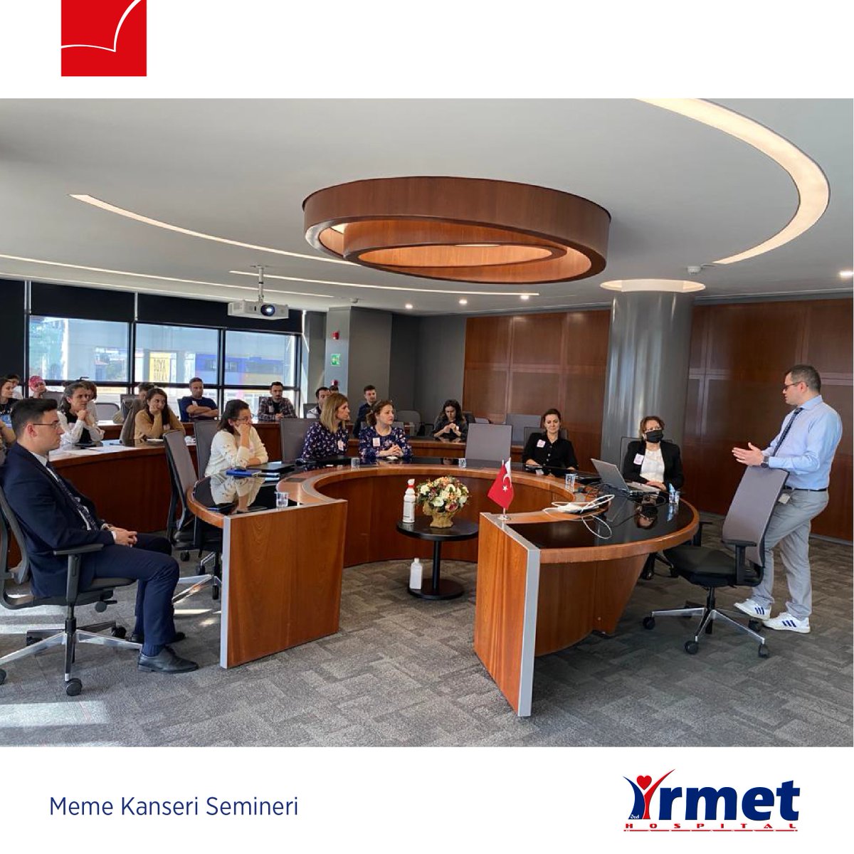 irmethospital's tweet photo. CinnaGen İlaç Fabrikası çalışanlarına Genel Cerrahi Uzmanımız Op. Dr. Hüsamettin Bayraktar ile “Meme Kanseri Farkındalık Ayı” sebebiyle seminer gerçekleştirdik.
#memekanseri #memekanserifarkındalıkayı #mamografi #irmethospital https://t.co/3Ok48Pqt0L