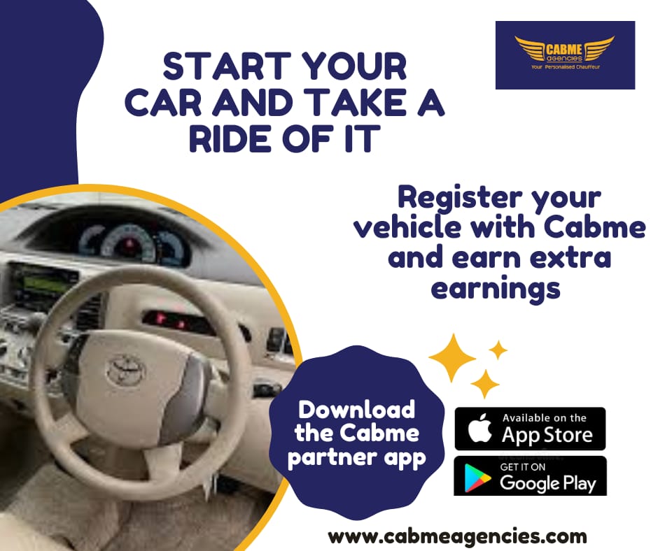 MimiHearts1's tweet photo. Here is a chance for drivers... register your car with @AgenciesCabme and enjoy all the benefits.
You just need to have ;
1. National ID
2. Driving permit
3. Third party insurance
4. Vehicle
And register via https://t.co/XWw6vQ7uRY .
#cabmeApp #cabmerides https://t.co/iCquArebR3