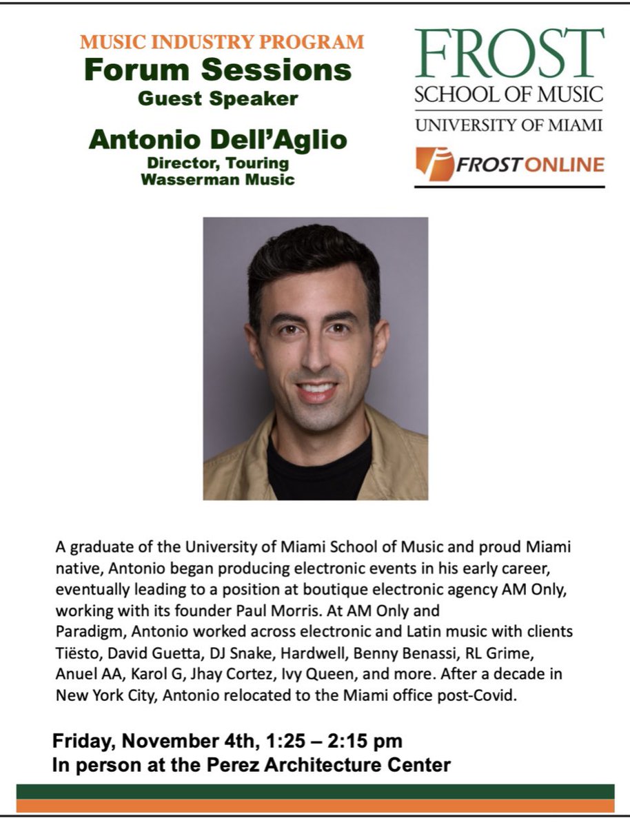 Join us for a special forum, featuring alumnus Antonio Dell'Aglio this Friday, November 4, 1:25-2:15 p.m. at Perez Architecture Center!